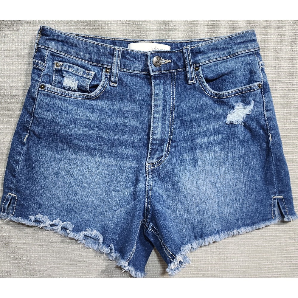 Ella Moss Vintage High Waist Distressed Denim Shorts Blue Frayed Hem Womens 29‎